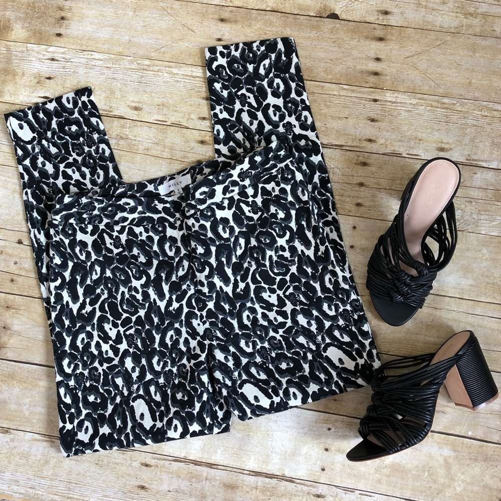 Milly High Waist Snow Leopard Pants - Picture 1 of 8